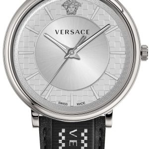 Versace Herrklocka VE5A01021 V Circle Silverfärgad/Läder Ø42 mm