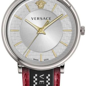 Versace Herrklocka VE5A01421 V Circle Silverfärgad/Läder Ø42 mm