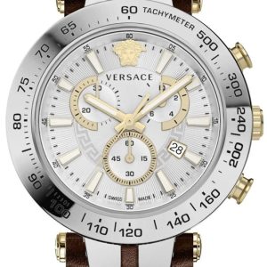 Versace Herrklocka VEJB00122 V Race Silverfärgad/Läder Ø46 mm