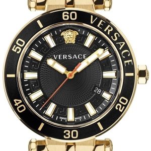 Versace Herrklocka VEZ300721 Svart/Gulguldtonat stål Ø43 mm