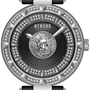 Versus by Versace Damklocka VSPQ13321 Serie N Crystal Svart/Läder