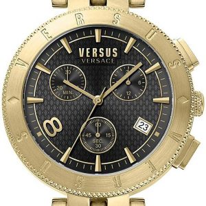 Versus by Versace Logo Herrklocka VSP763318 Svart/Gulguldtonat stål