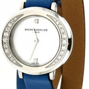 Baume & Mercier Damklocka M0A10288 Promesse Vit/Läder Ø22 mm