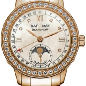 Blancpain Damklocka 2360-2991A-76A Leman Vit/18 karat roséguld Ø34