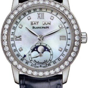 Blancpain Damklocka 2360-4691A-55A Leman Vit/Läder Ø34 mm