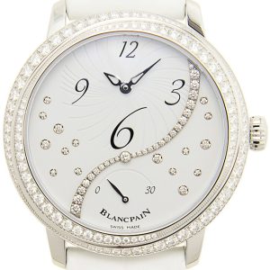 Blancpain Damklocka 3650A-4528-55B Decentree Vit/Läder Ø36.8 mm