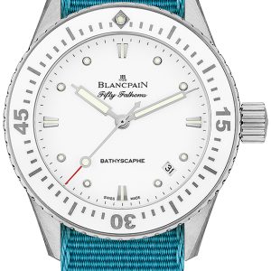 Blancpain Damklocka 5100-1127-NATA Fifty Fathoms Vit/Textil Ø38 mm