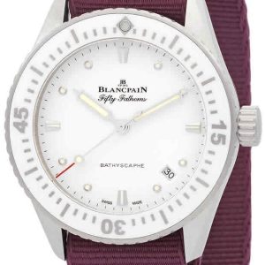 Blancpain Damklocka 5100-1127-NAVA Fifty Fathoms Vit/Textil Ø38 mm