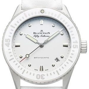 Blancpain Damklocka 5100-1127-W52A Fifty Fathoms Vit/Läder Ø38 mm