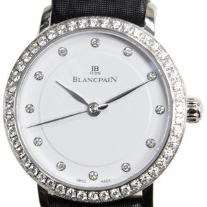 Blancpain Damklocka 6102-4628-95A Villeret Ultraflach Vit/Textil Ø29