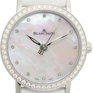 Blancpain Damklocka 6102-4654-95A Ultraplate Vit/Läder Ø29.2 mm