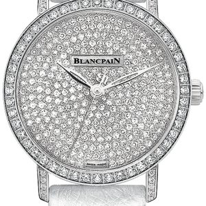 Blancpain Damklocka 6104-1963-58A Villeret Diamantinfattad/Läder