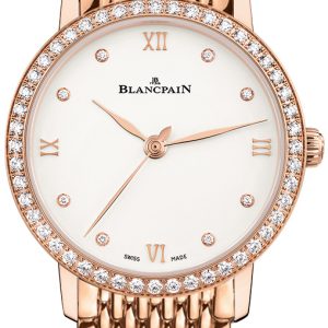 Blancpain Damklocka 6104-2987-MMB Villeret Vit/18 karat roséguld