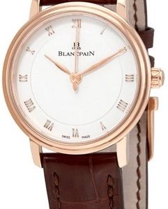 Blancpain Damklocka 6104-3642-55A Villeret Vit/Läder Ø29.2 mm