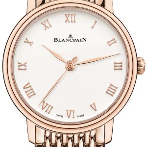 Blancpain Damklocka 6104-3642-MMB Villeret Vit/18 karat roséguld