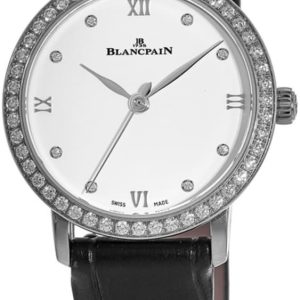 Blancpain Damklocka 6104-4628-55A Villeret Vit/Läder Ø29.2 mm