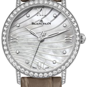 Blancpain Damklocka 6104-4654-55A Villeret Vit/Läder Ø29.2 mm