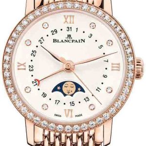 Blancpain Damklocka 6106-2987-MMB Villeret Vit/18 karat roséguld