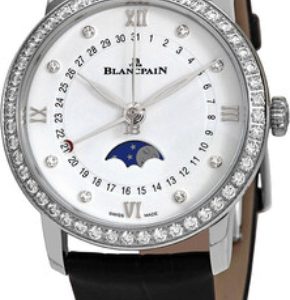 Blancpain Damklocka 6126-4628-55B Villeret Vit/Läder Ø33.2 mm