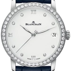 Blancpain Damklocka 6127-4628-55 Villeret Vit/Läder Ø33.2 mm