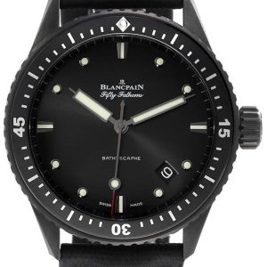 Blancpain Herrklocka 5000-0130-B52A Fifty Fathoms Svart/Läder Ø43.6