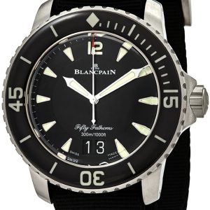 Blancpain Herrklocka 5015-12B30-NABA Fifty Fathoms Svart/Textil Ø45