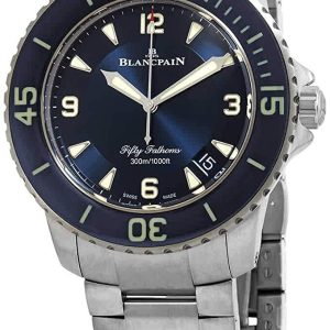 Blancpain Herrklocka 5015-12B40-98B Fifty Fathoms Blå/Titan Ø45 mm