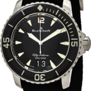 Blancpain Herrklocka 5050-12B30-NABA Fifty Fathoms Svart/Textil Ø45