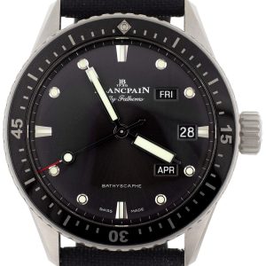 Blancpain Herrklocka 5071-1110-B52A Fifty Fathoms Svart/Läder Ø43 mm