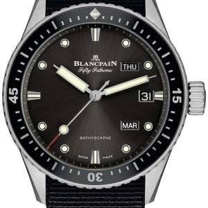 Blancpain Herrklocka 5071-1110-NABA Fifty Fathoms Svart/Textil Ø43 mm