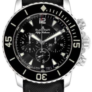 Blancpain Herrklocka 5085F-1130-52A Fifty Fathoms Svart/Läder Ø45 mm