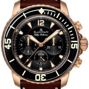 Blancpain Herrklocka 5085FA-3630-63B Fifty Fathoms Svart/Läder Ø45