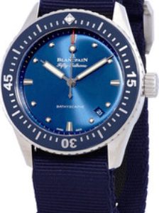 Blancpain Herrklocka 5100-1140-NAOA Fifty Fathoms Blå/Textil Ø38 mm