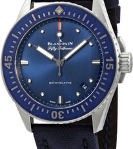 Blancpain Herrklocka 5100-1140-O52A Fifty Fathoms Blå/Läder Ø38 mm