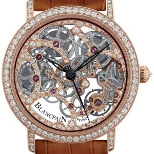 Blancpain Herrklocka 6633-2900-55B Villeret Diamantinfattad/Läder