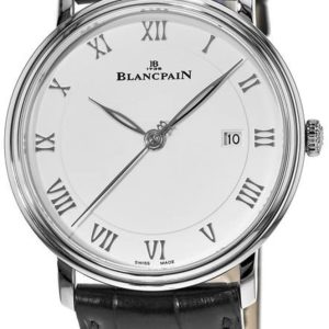 Blancpain Herrklocka 6651-1127-55B Villeret Ultraflach Vit/Läder