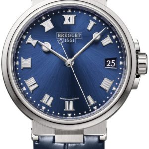 Breguet Herrklocka 5517TI-Y1-9ZU Marine Blå/Läder Ø40 mm