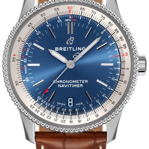 Breitling A17325211C1P4 Navitimer 1 Automatic 38 Blå/Läder Ø38 mm