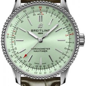 Breitling A17395361L1P1 Navitimer Automatic 35 Grön/Läder Ø35 mm