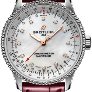 Breitling Damklocka A17395211A1P1 Navitimer Automatic 35 Vit/Läder