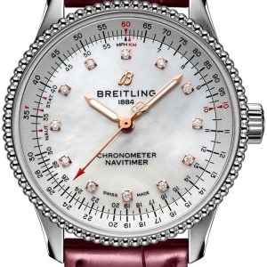 Breitling Damklocka A17395211A1P2 Navitimer Automatic 35 Vit/Läder