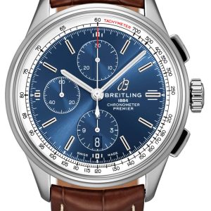 Breitling Herrklocka A13315351C1P1 Premier Chronograph 42 Blå/Läder