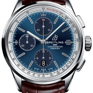 Breitling Herrklocka A13315351C1P2 Premier Chronograph 42 Blå/Läder