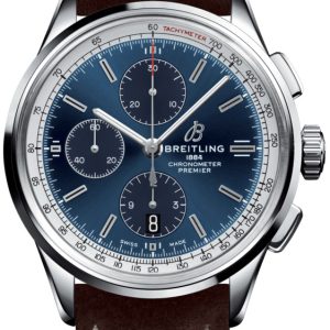 Breitling Herrklocka A13315351C1X1 Premier Chronograph 42 Blå/Läder