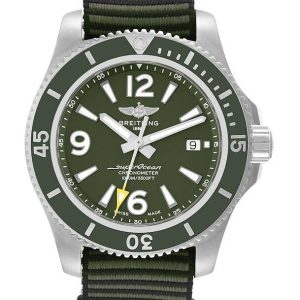 Breitling Herrklocka A17367A11L1W1 Superocean 44 Grön/Textil Ø44 mm