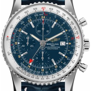 Breitling Herrklocka A24322121C1P1 Navitimer Gmt Blå/Läder Ø46 mm