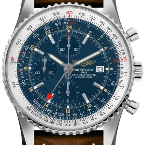 Breitling Herrklocka A24322121C1X2 Navitimer World Blå/Läder Ø46 mm