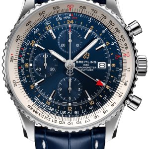 Breitling Herrklocka A24322121C2P1 Navitimer Gmt Blå/Läder Ø46 mm