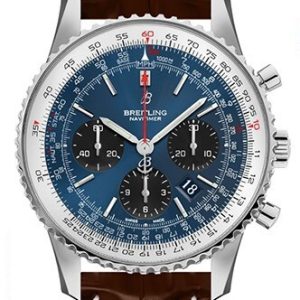 Breitling Herrklocka AB0121211C1P2 Navitimer 01 Blå/Läder Ø43 mm