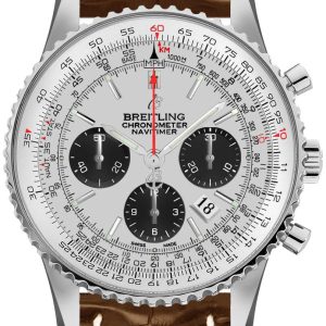 Breitling Herrklocka AB0121211G1P1 Navitimer 01 Silverfärgad/Läder